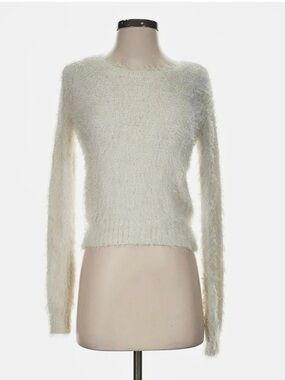 Candie's Fuzzy Crewneck Sweater in White